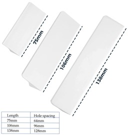 bowarepro 3X White Kitchen Cupboard Handles Brushed Nickel Cupboard Pulls Kitchen Handles for Cupboards 3 Sizes Cabinet Handles for Kitchen (75mm, 106mm, 138mm)