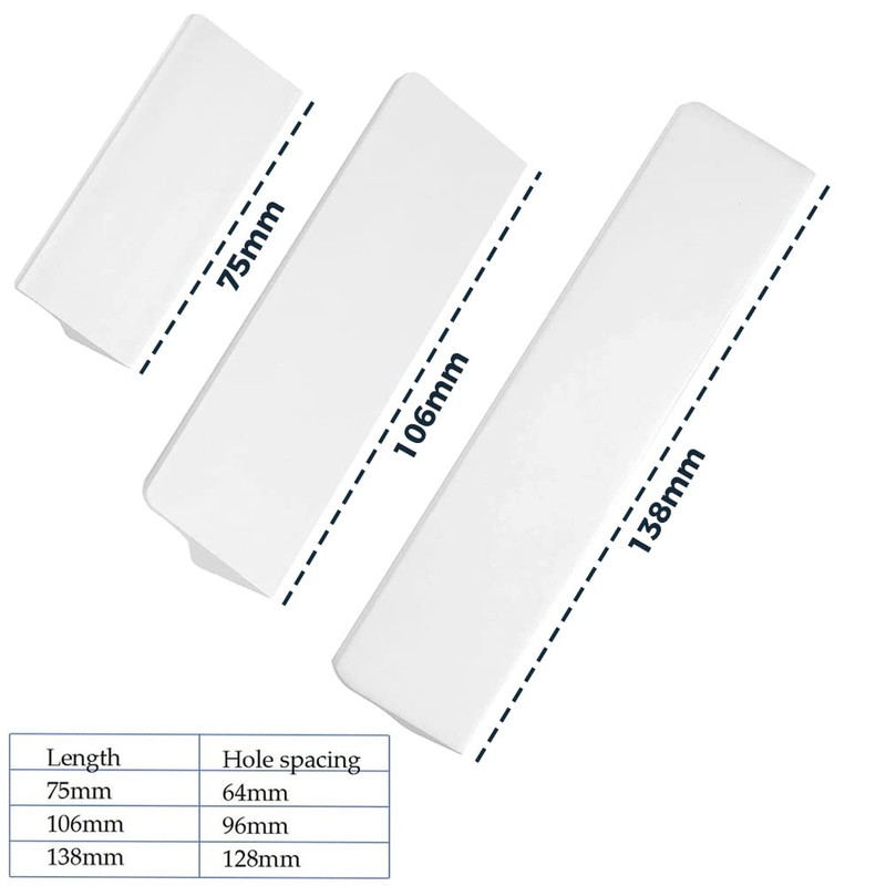 bowarepro 3X White Kitchen Cupboard Handles Brushed Nickel Cupboard Pulls