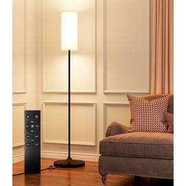 luckystyle luckystyle LED Floor Lamp for Living Room, Dimmable Standing Lamps with Foot Switch,Remote Custom Color Temperature Black Pole Lamp with Lampshade,12W Led Bulb Tall Lamps for Bedroom Office Kid Room