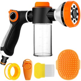 Dog Washing Hose Attachment,8 Sprayer Hose Attachment with Soap Dispenser,Dog Training Clicker and Dog Comb,3/4in Garden Hose Nozzle for Watering Plants,Car Washing,Showering Pet
