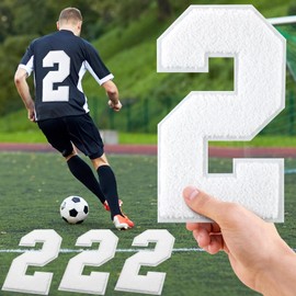 9 Inch White Chenille Numbers Patches 3 Pcs Self Adhesive Stick on Patches Large Size Embroidered for Jersey Clothing Jackets Bags Costume DIY Decoration(Number 2)