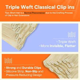 Full Shine Blonde Hair Extensions Clip in Human Hair 80 Grams Hair Extensions for Women Color #60 Human Hair Extensions Clip ins 10 Inch