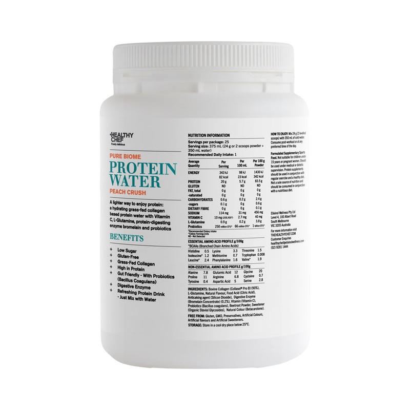The Healthy Chef Protein Water Pure Biome Peach Crush 600g