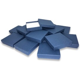 N'icePackaging 100 Qty - Navy-Blue Cotton Filled Gift Boxes - Size 3 1/2" x 3 1/2" x 7/8" - USA Made - Holidays/Birthdays/Sales/Storage/Display/Travel