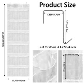 KUAOOAUK 24 Pockets Over the Door Shoe Organizer, Large Hanging Shoe Rack for Door, Mesh Shoe Pocket for Closet with 3 Metal Hooks, Shoe Organizer Holder for Sneakers Men Women Bedroom (White)