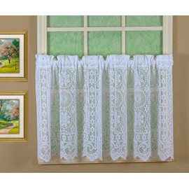 Today's Curtain Hopewell Premium Lace Tier 24", White, 58W x 24L