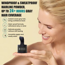 BRIMFULITE Hair Root Touch Up Powder, Quick Cover Gray Hairline Powder, Windproof & Sweatproof Root Cover Up Powder for Women Men with Compact Puff and Mirror 0.14 Oz. (Dark Brown, 0.14 Oz.)