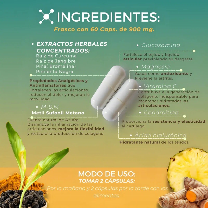 Cúrcuma + Glucosamina Biosuple Salud Articular 90caps 500mg