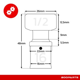 BOOPARTS Multilayer Connector 16 - F1/2" (15/21") Rotating Contour TH - Multilayer Coupling Turning Nut Straight Female - Multilayer Pipe Connector 16