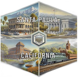 Santa Paula California Souvenir Travel Destination Die Cut Hexagon Fridge Magnet 4-Inch