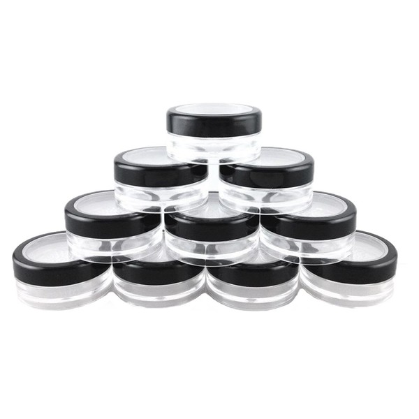 yueton 10pcs Black Edge Open Window 10 Gram Empty Clear Plastic Powder Compact Cosmetic Containers