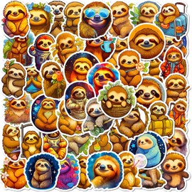 50 Packs Sloth Stickers Water Bottles Laptop Phone Motorcycle Computer Guitar Skateboard Hydroflasks Sloth Vinyl Sticker Waterproof Aesthetic Trendy Decals for Teens Girls Adults