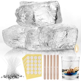 HyqehrtYazc 8.8 lb Gel Wax for Candle Making Clear Candle Wax High Density Gel Candle Wax Jelly Wax 100 Pcs Candle Wick and 120 Pcs Candle Wick Stickers for Candle Making Supplies