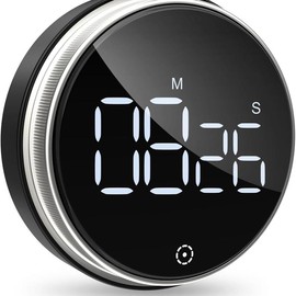 LED Magnetic Timer, Magnetic Countdown Countup Timer with Large LED Display Kitchen Metal - Color: Silver