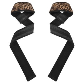 Nander Fashion - Correas de muñeca con estampado de leopardo para levantamiento de pesas, correas de elevación con acolchado de neopreno para muñeca y silicona antideslizante para entrenamiento de