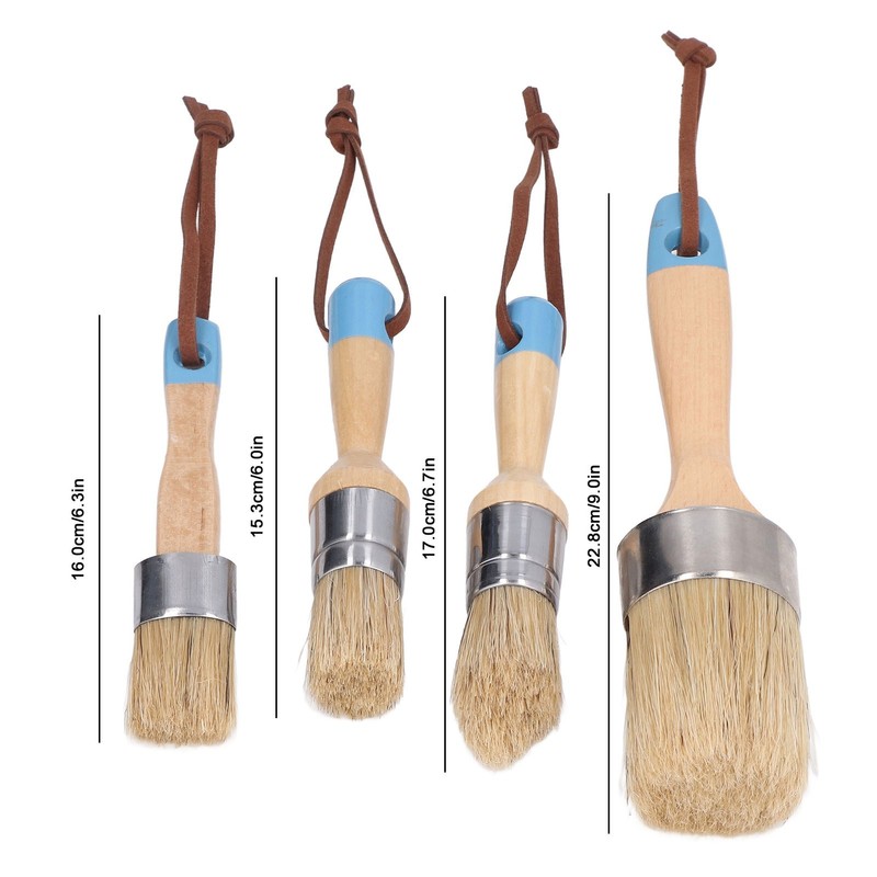 4PCS Paint Brush Bristles Wooden Handle for Furniture Tables Chairs