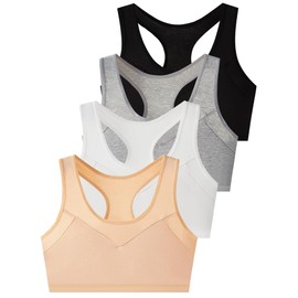 SALIA GIRL Sujetador Deportivo con Espalda Cruzada sin Relleno 8-16 años,Pack de 4, Pequeño