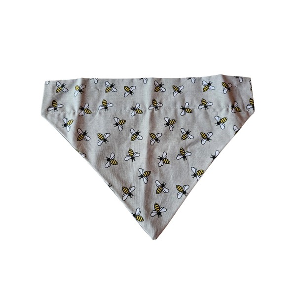 Grey Honey Bee's Over the Collar Dog Bandana That Slips