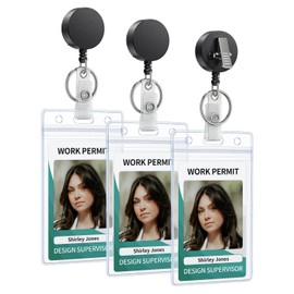 Uniclife 3 Pack Retractable Badge Reel with Swivel Alligator Clip Heavy Duty Retractable Keychain with Stainless Steel Spring Coil Strong ABS Casing with Waterproof Clear Badge Holder