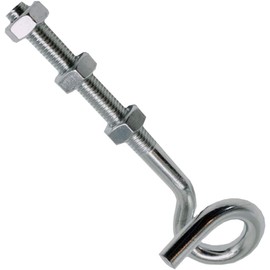 Christoph Palme Screw Hook M10 x 140 mm Ceiling Hook with Thread Galvanised Steel Safety Swing Hook with Three Threaded Nuts Maximum Load 125 kg