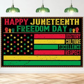 Juneteenth Decorations Happy Juneteenth Backdrop Banner - Juneteenth Freedom Day Party Decorations, Africa American Independence Day Background Banner Supplies 73 x 44 Inch