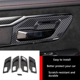 KELEIMAI Car Accessories Fit for Dodge RAM 1500 2025 2024 2023 2022 2021 2020 2019 Inner Front Rear Door Handle Bowl Frame Cover Trims (Glossy Carbon Fiber) 4PCS ABS