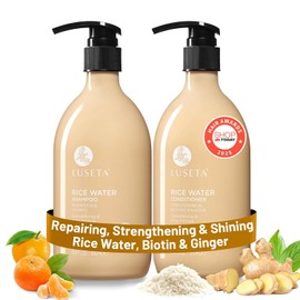 Luseta Rice Water Shampoo and conditioner Set Strengthening & Nourishing Revitalizes Shine for All Hair Types Hydrating & Frizz Control for Women and Men 16.9oz*2
