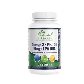 Natural Vitamins Omega 3 Enteric Coated Fish Oil 1000mg, 30 Caps