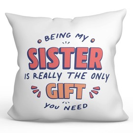 MUGFFINS SISTER Cushion Padding included - in English - I'm the only gift you need - Funny gift - Pillow: cover and filling 15.7x15.7 inches