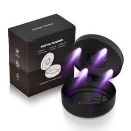 Voraiya UV Retainer Case with Fan, UVC Retainer Cleaner, Aligner Case Includes Vent Holes and Mirror, Portable Retainer Holder Box for Mouth Guard, Aligners, Night Guard, Black
