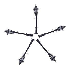 Evemodel Set of 5 Model Parking Lanterns LED Light Lamps Model Train Mini Garden Decor (32 mm)