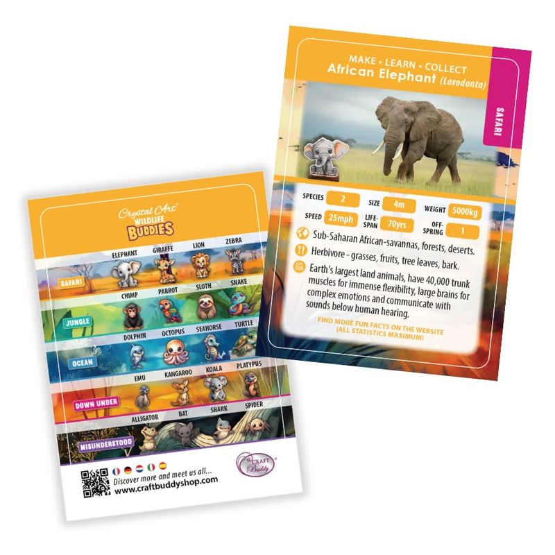 CRYSTAL ART Elephant Wildlife Buddies Kit Craft Buddy
