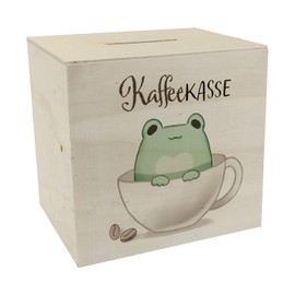 Frog Wooden Money Box with Saying Coffee Box Kawaii Comic Frog Money Box Made of Wood Cute Cuddly Relaxation Gift for Birthday
