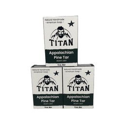 TITAN Natural Bar Soap for Men-Cold Process Soap Made With All Natural Ingredients-Handmade in America (5 Ounce (Pack of 3), Appalachian Pine Tar- Heavy Grit)