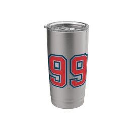 Red and Blue Sports Number 99 Jersey Uniform Player Fan Stainless Steel Insulated Tumbler