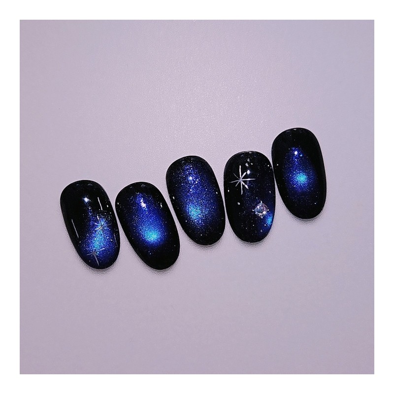 Midnight Handmade Nail Tips - Almond Midi / 미드나잇 수제네일팁