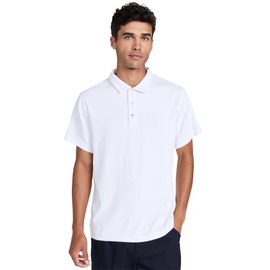 Reigning Champ Men's Solotex Mesh Tiebreak Polo, White, XL