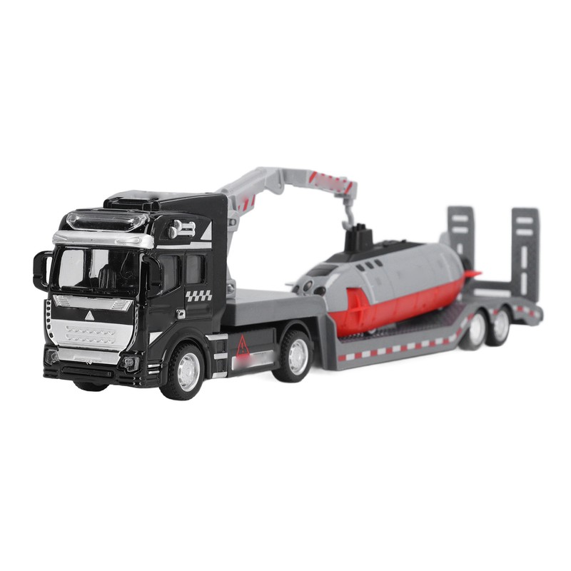 Alloy Semi Flatbed Trailer Truck Toy with Submarine Educational Realistic