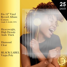 GOLD SEAL Vinyl Record Outer Sleeves for 12" LPs, 3 mils Thick, Premium Heavyweight Record Cover Protectors, High-Density Diamond Clear Polypropylene, 12.75" x 12.75",(25 Pack)