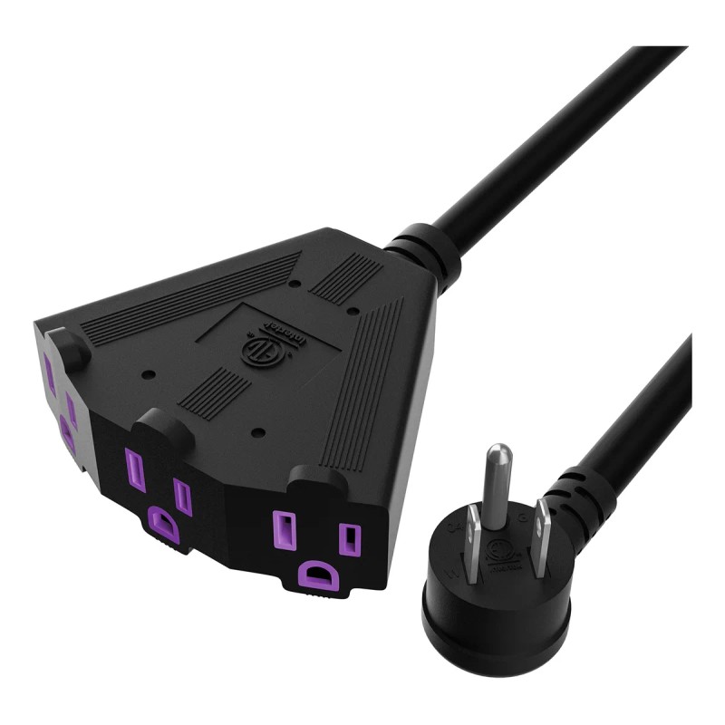 Cable De Extensión Kxable 20ft 3 Salidas 12awg Negro