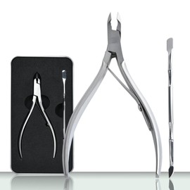 Guowall Cuticle Trimmer with Cuticle Pusher, 2 Pcs Cuticle Remover Tool Set for Fingernails and Toenails