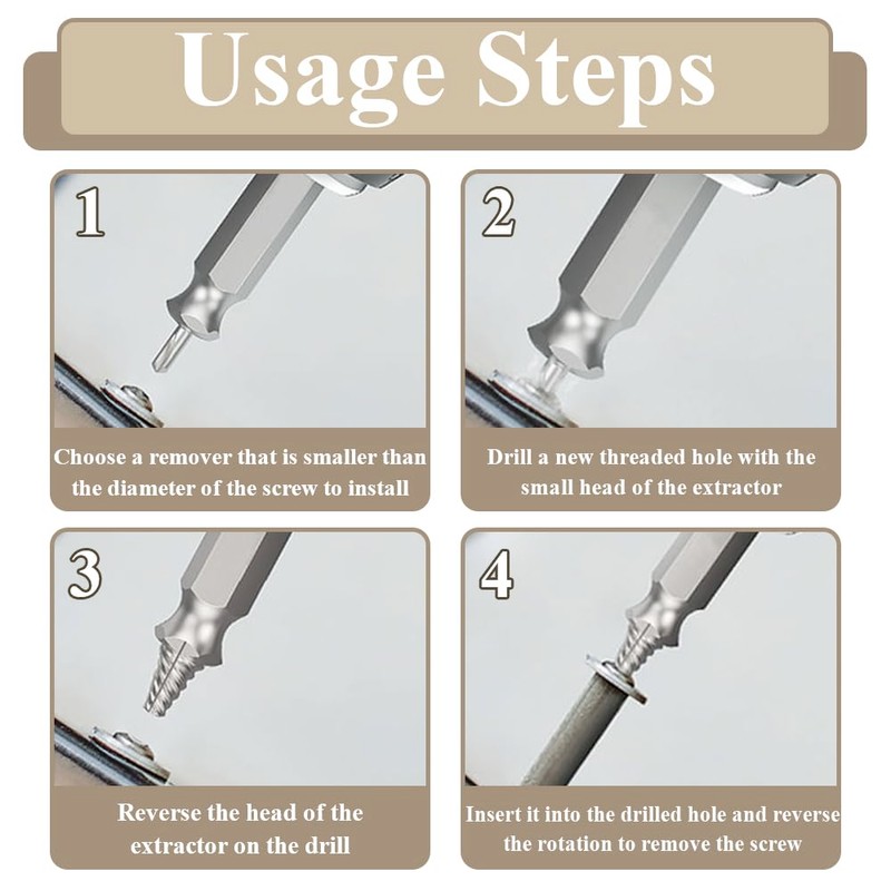 Screw Extractor Set HSS 4341# Damaged Screw Remover Double Ended