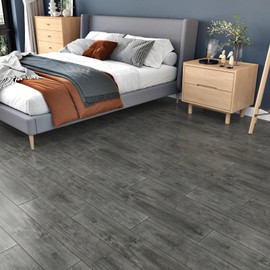 STICKEEP Vinyl Flooring Peel and Stick Floor Tile 24 PCS Grey Wood Vinyl Tile Flooring Roll Self Adhesive Floor Tiles Peel and Stick Waterproof for Bathroom Bedroom Kitchen RV Countertops 6x36 in