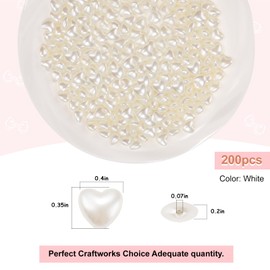 Lemonkey 200Pcs Heart Beads Cute ABS Imitation Pearl Beads Loose White Aesthetic Beads for Bracelets Jewelry Making Necklace Earrings Accessories Crafts