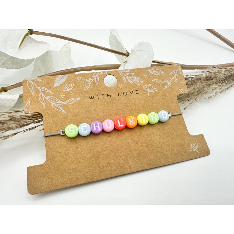 Schulkind Armband Geschenk Mädchen Junge Einschulung Perlenarmband Schultüte erste Klasse