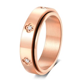 Fidget Ring Spinner Ring Cubic Zirconia Anxiety Ring for Women Men 18K Gold Plated Wedding Promise Ring Size 6-11, Zirconia,Stainless Steel,18k Gold,Gold,Rose