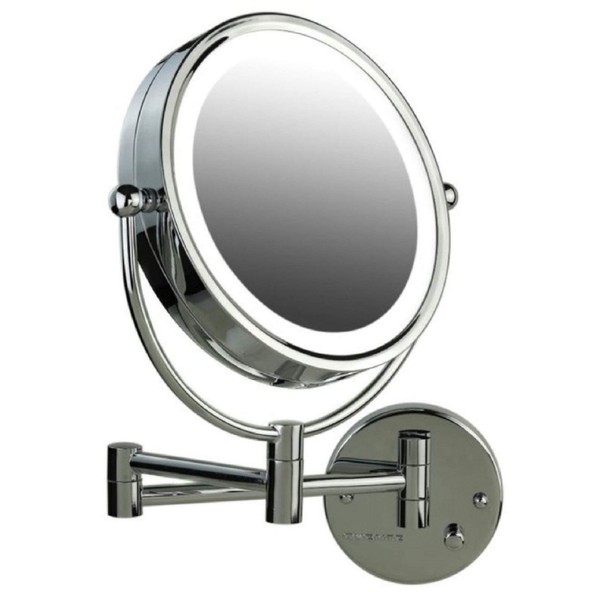 Ovente 8.5'' Hardwired Lighted Wall Mount Makeup Mirror, 1X &