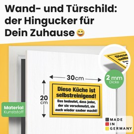DankeDir! Diese Küche ist selbstreinigend - Plastic Sign 30 x 20 cm - Birthday Gift Saying Sign Door Sign Funny Saying - Colleagues Friends Party Gift Idea Party Decoration Gift