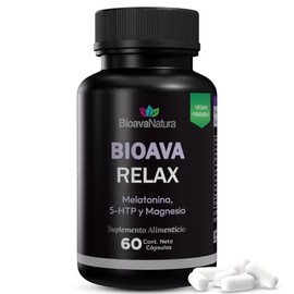 Bioava Relax – Melatonina, 5-HTP y Magnesio | Para Dormir Profundo y Relajarte Sin Somnolencia | Antiestrés Natural Vegano – 60 Cápsulas