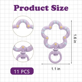 11Pcs Colorful Flower Metal Lobster Claw Clasps with Spring O Rings, Carabiner Keychain Clips for DIY Accessories Crafts, Key Chains, Bags and Jewelry Making